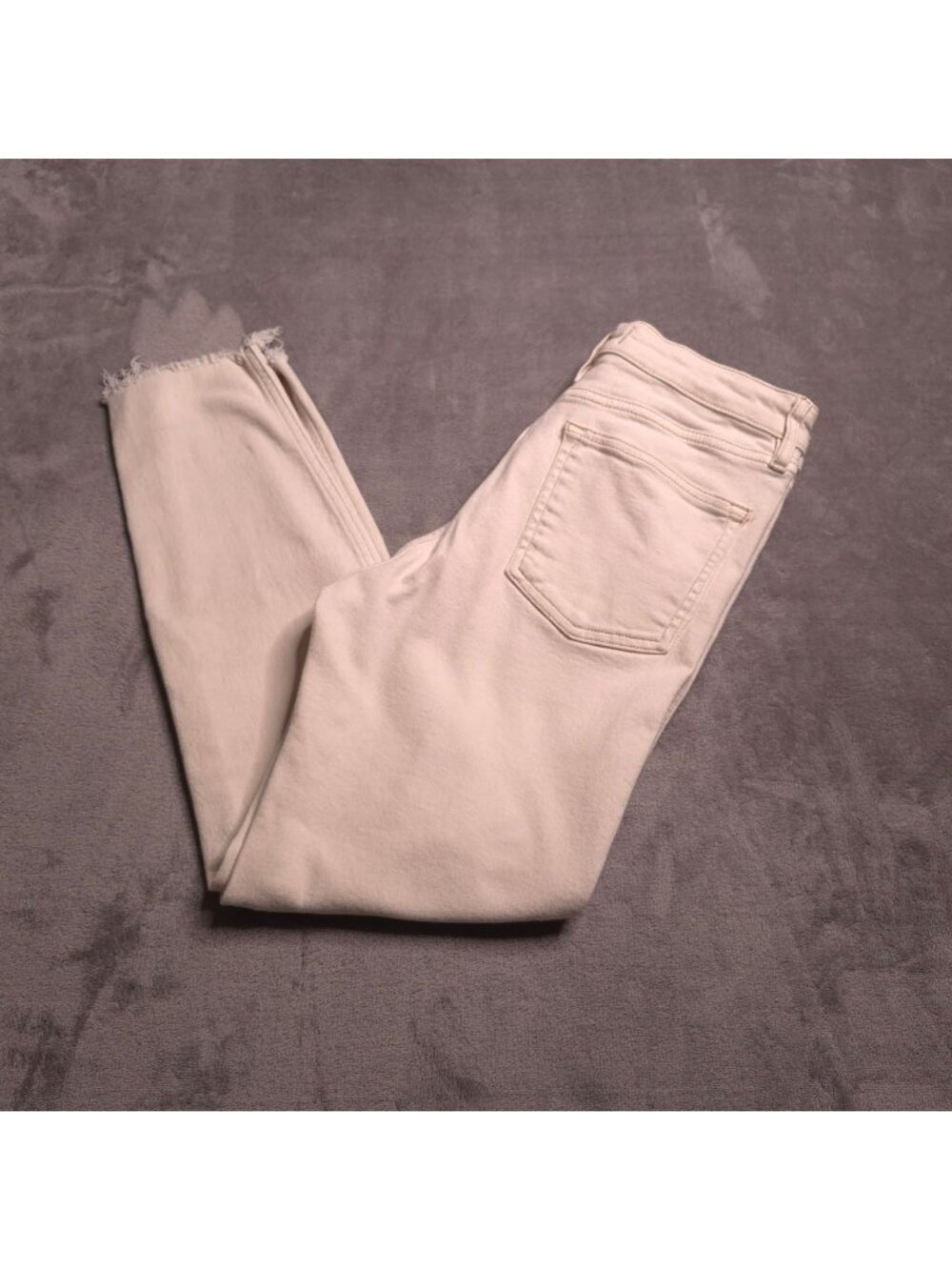 We the Free Ankle-Length Skinny Jeans 31 Frayed Hem Stretch Pockets Off White